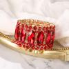 imageBriLove Wedding Bridal Elegant Crystal Double Row Rhinestones Marquise Cluster Stretch Bangle Bracelet for Bride08Ruby Color GoldTone