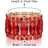 imageBriLove Wedding Bridal Elegant Crystal Double Row Rhinestones Marquise Cluster Stretch Bangle Bracelet for Bride08Ruby Color GoldTone