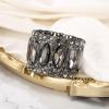 imageBriLove Wedding Bridal Elegant Crystal Double Row Rhinestones Marquise Cluster Stretch Bangle Bracelet for Bride09Grey BlackTone