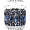 imageBriLove Wedding Bridal Elegant Crystal Double Row Rhinestones Marquise Cluster Stretch Bangle Bracelet for Bride10Sapphire Color GoldTone
