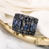 imageBriLove Wedding Bridal Elegant Crystal Double Row Rhinestones Marquise Cluster Stretch Bangle Bracelet for Bride10Sapphire Color GoldTone