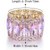 imageBriLove Wedding Bridal Elegant Crystal Double Row Rhinestones Marquise Cluster Stretch Bangle Bracelet for Bride11Light Purple GoldTone