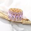 imageBriLove Wedding Bridal Elegant Crystal Double Row Rhinestones Marquise Cluster Stretch Bangle Bracelet for Bride11Light Purple GoldTone