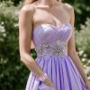 imageBriLove Wedding Bridal Elegant Crystal Double Row Rhinestones Marquise Cluster Stretch Bangle Bracelet for Bride11Light Purple GoldTone