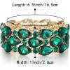 imageBriLove Wedding Bridal Elegant Crystal Double Row Teardrop Cluster Stretch Bangle Bracelet for Bride1LayerEmerald Color