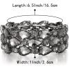 imageBriLove Wedding Bridal Elegant Crystal Double Row Teardrop Cluster Stretch Bangle Bracelet for Bride5LayerGrey