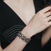imageBriLove Wedding Bridal Elegant Crystal Double Row Teardrop Cluster Stretch Bangle Bracelet for Bride5LayerGrey