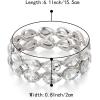 imageBriLove Wedding Bridal Elegant Crystal Double Row Teardrop Cluster Stretch Bangle Bracelet for BrideClear SilverTone