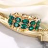 imageBriLove Wedding Bridal Elegant Crystal Double Row Teardrop Cluster Stretch Bangle Bracelet for BrideEmerald Color GoldTone