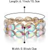imageBriLove Wedding Bridal Elegant Crystal Double Row Teardrop Cluster Stretch Bangle Bracelet for BrideIridescent AB GoldTone