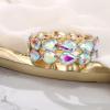 imageBriLove Wedding Bridal Elegant Crystal Double Row Teardrop Cluster Stretch Bangle Bracelet for BrideIridescent AB GoldTone