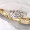 imageBriLove Wedding Bridal Elegant Crystal Double Row Teardrop Cluster Stretch Bangle Bracelet for BrideIridescent AB SilverTone