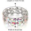 imageBriLove Wedding Bridal Elegant Crystal Double Row Teardrop Cluster Stretch Bangle Bracelet for BrideIridescent AB SilverTone