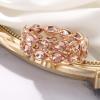 imageBriLove Wedding Bridal Elegant Crystal Double Row Teardrop Cluster Stretch Bangle Bracelet for BridePeach Morganite Color RoseGoldtone