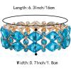 imageBriLove Wedding Bridal Elegant Crystal Double Row Teardrop Cluster Stretch Bangle Bracelet for BridePrismaticBlue