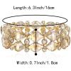 imageBriLove Wedding Bridal Elegant Crystal Double Row Teardrop Cluster Stretch Bangle Bracelet for BridePrismaticChampagne