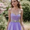 imageBriLove Wedding Bridal Elegant Crystal Double Row Teardrop Cluster Stretch Bangle Bracelet for BridePrismaticLight Purple