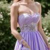 imageBriLove Wedding Bridal Elegant Crystal Double Row Teardrop Cluster Stretch Bangle Bracelet for BridePrismaticLight Purple