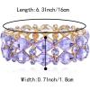 imageBriLove Wedding Bridal Elegant Crystal Double Row Teardrop Cluster Stretch Bangle Bracelet for BridePrismaticLight Purple