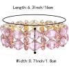imageBriLove Wedding Bridal Elegant Crystal Double Row Teardrop Cluster Stretch Bangle Bracelet for BridePrismaticPink