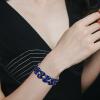imageBriLove Wedding Bridal Elegant Crystal Double Row Teardrop Cluster Stretch Bangle Bracelet for BrideSapphire Color BlackTone