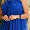 imageBriLove Wedding Bridal Elegant Crystal Double Row Teardrop Cluster Stretch Bangle Bracelet for BrideSapphire Color BlackTone