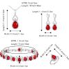 imageBriLove Wedding Jewelry Set for Women Bride Bridesmaid Gorgeous Cubic Zirconia Teardrop Necklace Earrings Bracelet Adjustable Ring Jewelry Gift for BirthdayAnniversaryMothers Day09Ruby Color SilverTone