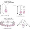 imageBriLove Wedding Jewelry Set for Women Bride Bridesmaid Gorgeous Cubic Zirconia Teardrop Necklace Earrings Bracelet Adjustable Ring Jewelry Gift for BirthdayAnniversaryMothers DayHeartPink