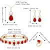 imageBriLove Wedding Jewelry Set for Women Bride Bridesmaid Gorgeous Cubic Zirconia Teardrop Necklace Earrings Bracelet Adjustable Ring Jewelry Gift for BirthdayAnniversaryMothers Day10Ruby Color GoldTone
