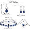 imageBriLove Wedding Jewelry Set for Women Bride Bridesmaid Gorgeous Cubic Zirconia Teardrop Necklace Earrings Bracelet Adjustable Ring Jewelry Gift for BirthdayAnniversaryMothers Day06Sapphire Color SilverTone