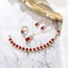 imageBriLove Wedding Jewelry Set for Women Bride Bridesmaid Gorgeous Cubic Zirconia Teardrop Necklace Earrings Bracelet Adjustable Ring Jewelry Gift for BirthdayAnniversaryMothers Day10Ruby Color GoldTone