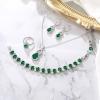 imageBriLove Wedding Jewelry Set for Women Bride Bridesmaid Gorgeous Cubic Zirconia Teardrop Necklace Earrings Bracelet Adjustable Ring Jewelry Gift for BirthdayAnniversaryMothers Day04Emerald Color SilverTone