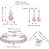 imageBriLove Wedding Jewelry Set for Women Bride Bridesmaid Gorgeous Cubic Zirconia Teardrop Necklace Earrings Bracelet Adjustable Ring Jewelry Gift for BirthdayAnniversaryMothers Day14Pink SilverTone