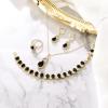 imageBriLove Wedding Jewelry Set for Women Bride Bridesmaid Gorgeous Cubic Zirconia Teardrop Necklace Earrings Bracelet Adjustable Ring Jewelry Gift for BirthdayAnniversaryMothers Day12Black GoldTone