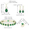 imageBriLove Wedding Jewelry Set for Women Bride Bridesmaid Gorgeous Cubic Zirconia Teardrop Necklace Earrings Bracelet Adjustable Ring Jewelry Gift for BirthdayAnniversaryMothers Day03Emerald Color GoldTone