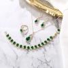 imageBriLove Wedding Jewelry Set for Women Bride Bridesmaid Gorgeous Cubic Zirconia Teardrop Necklace Earrings Bracelet Adjustable Ring Jewelry Gift for BirthdayAnniversaryMothers Day03Emerald Color GoldTone