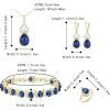 imageBriLove Wedding Jewelry Set for Women Bride Bridesmaid Gorgeous Cubic Zirconia Teardrop Necklace Earrings Bracelet Adjustable Ring Jewelry Gift for BirthdayAnniversaryMothers Day05Sapphire Color GoldTone