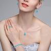 imageBriLove Wedding Jewelry Set for Women Bride Bridesmaid Gorgeous Cubic Zirconia Teardrop Necklace Earrings Bracelet Adjustable Ring Jewelry Gift for BirthdayAnniversaryMothers Day15Blue Topaz SilverTone
