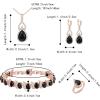 imageBriLove Wedding Jewelry Set for Women Bride Bridesmaid Gorgeous Cubic Zirconia Teardrop Necklace Earrings Bracelet Adjustable Ring Jewelry Gift for BirthdayAnniversaryMothers Day13Black RoseGoldTone
