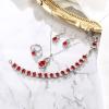 imageBriLove Wedding Jewelry Set for Women Bride Bridesmaid Gorgeous Cubic Zirconia Teardrop Necklace Earrings Bracelet Adjustable Ring Jewelry Gift for BirthdayAnniversaryMothers Day09Ruby Color SilverTone