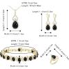 imageBriLove Wedding Jewelry Set for Women Bride Bridesmaid Gorgeous Cubic Zirconia Teardrop Necklace Earrings Bracelet Adjustable Ring Jewelry Gift for BirthdayAnniversaryMothers Day12Black GoldTone