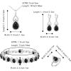 imageBriLove Wedding Jewelry Set for Women Bride Bridesmaid Gorgeous Cubic Zirconia Teardrop Necklace Earrings Bracelet Adjustable Ring Jewelry Gift for BirthdayAnniversaryMothers Day11Black SilverTone
