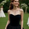 imageBriLove Wedding Jewelry Set for Women Bride Bridesmaid Gorgeous Cubic Zirconia Teardrop Necklace Earrings Bracelet Adjustable Ring Jewelry Gift for BirthdayAnniversaryMothers Day12Black GoldTone