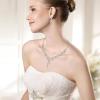 imageBriLove Wedding Jewelry Set for Women Bride YNecklace Dangle Earrings Crystal Teardrop Leaf Flower Cluster Bridal Bridesmaid01Clear