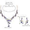 imageBriLove Wedding Jewelry Set for Women Bride YNecklace Dangle Earrings Crystal Teardrop Leaf Flower Cluster Bridal Bridesmaid03Blue