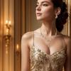imageBriLove Wedding Jewelry Set for Women Bride YNecklace Dangle Earrings Crystal Teardrop Leaf Flower Cluster Bridal Bridesmaid04Champagne