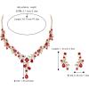 imageBriLove Wedding Jewelry Set for Women Bride YNecklace Dangle Earrings Crystal Teardrop Leaf Flower Cluster Bridal Bridesmaid06Ruby Color GoldTone