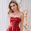 imageBriLove Wedding Jewelry Set for Women Bride YNecklace Dangle Earrings Crystal Teardrop Leaf Flower Cluster Bridal Bridesmaid06Ruby Color GoldTone