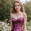 imageBriLove Wedding Jewelry Set for Women Bride YNecklace Dangle Earrings Crystal Teardrop Leaf Flower Cluster Bridal Bridesmaid07Purple