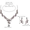 imageBriLove Wedding Jewelry Set for Women Bride YNecklace Dangle Earrings Crystal Teardrop Leaf Flower Cluster Bridal Bridesmaid07Purple